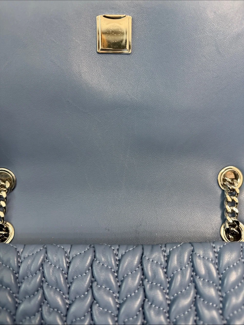 Tory Burch Dusty Blue Quilted Chain Shoulder Bag